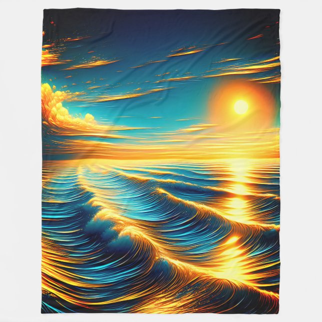 "Sunset Ocean Reverie" Fleecedecke (Vorderseite)