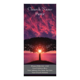 Sunset Ocean Tree Church Rack Card, Ministry Card Werbekarte