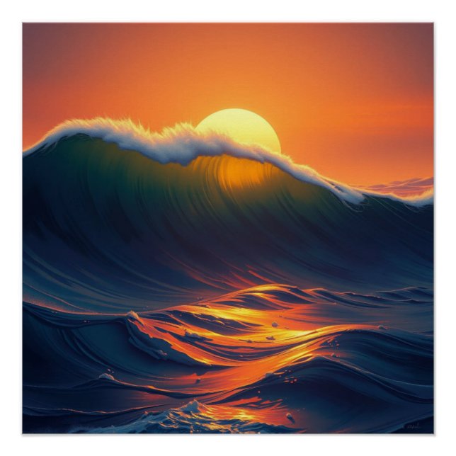 sunset ocean wall art poster (Vorderseite)