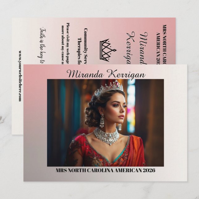 Sunset Ombre Landscape Pageant Autograph Card Einladung (Vorne/Hinten)