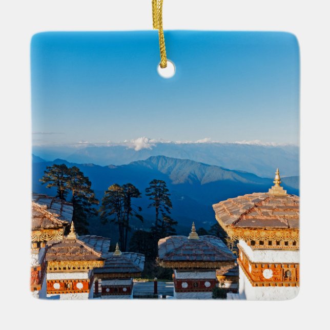 Sunset on Dochula Pass - Bhutan, Himalaya Keramikornament (Vorderseite)