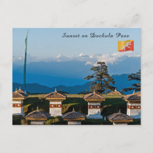Sunset on Dochula Pass - Bhutan, Himalaya Postkarte