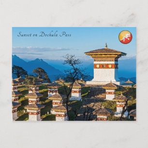 Sunset on Dochula Pass - Bhutan, Himalaya Postkarte