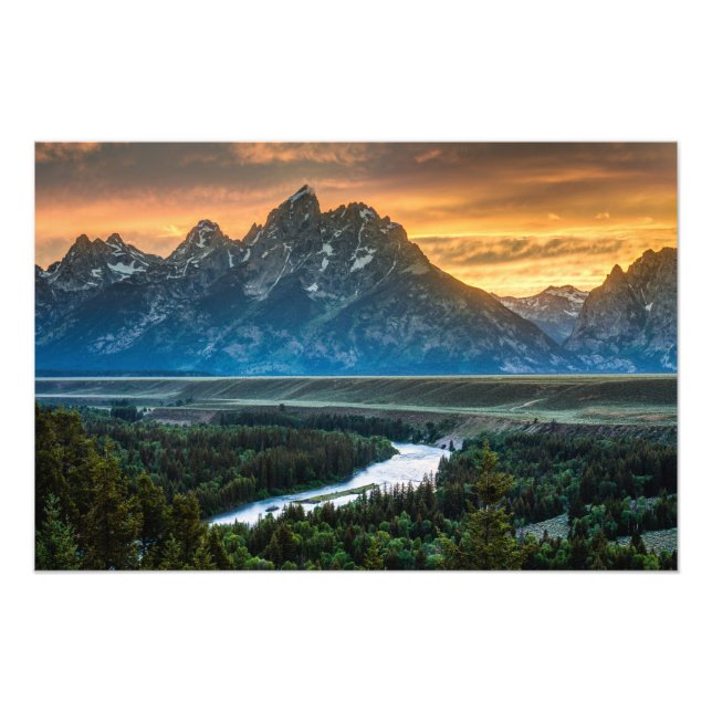 Sunset on Grand Teton and Snake River - Wyomom Fotodruck (Vorne)
