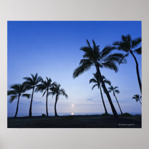 Sunset on Kahaluu Bay in Kona, Hawaii Poster