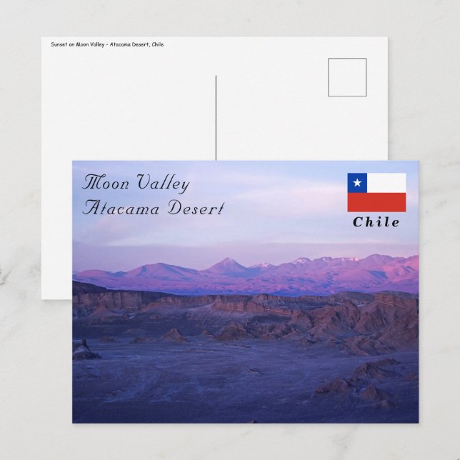 Sunset on Moon Valley - Chile Postkarte (Vorne/Hinten)