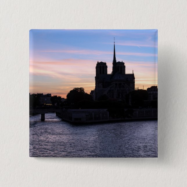 Sunset on Notre Dame de Paris Button (Vorderseite)
