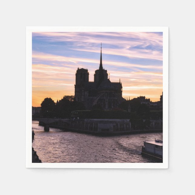 Sunset on Notre Dame de Paris - Paris, Frankreich Serviette (Vorderseite)