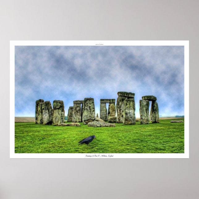 Sunset on Stonehenge & Flying Rook, Wilts, England Poster (Vorne)