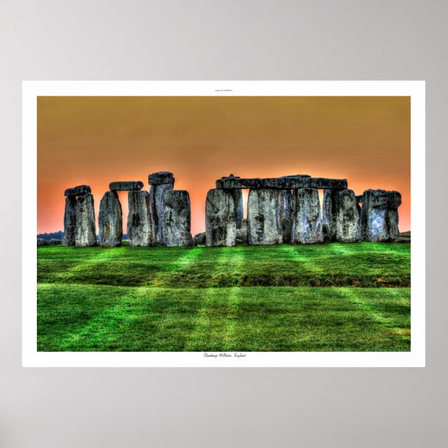 Sunset on Stonehenge Stehend Stones England Poster (Vorne)