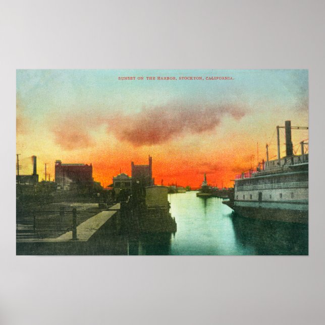 Sunset on the Harbour ViewStockton, CA Poster (Vorne)