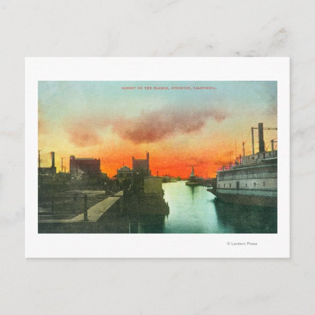 Sunset on the Harbour ViewStockton, CA Postkarte (Vorderseite)