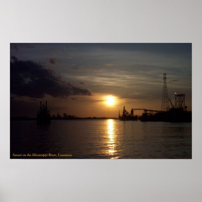 Sunset on the Mississippi River, LA Poster (Vorne)