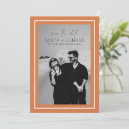 Sunset Orange Bold Border Foto Moderne Hochzeit Save The Date