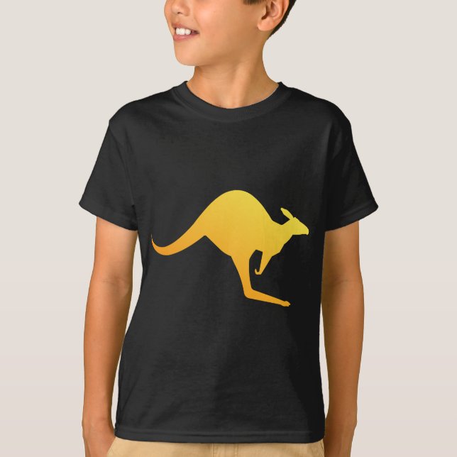 Sunset Orange Kangaroo Hopping T-Shirt (Vorderseite)