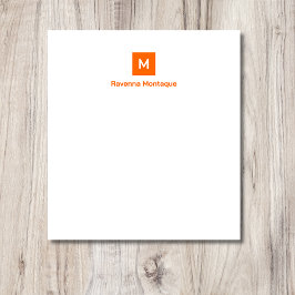 Sunset Orange Modern Chic Trendy Monogram Name Notizblock