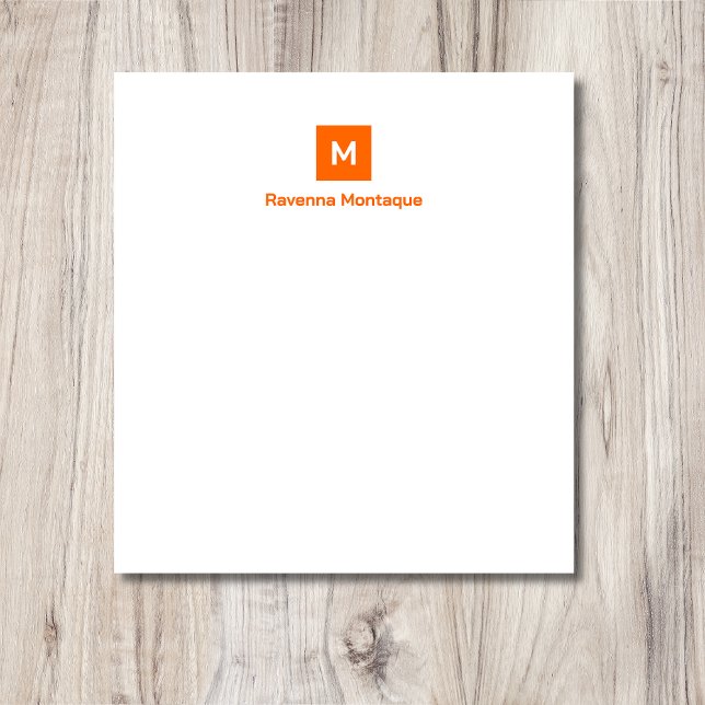 Sunset Orange Modern Chic Trendy Monogram Name  Notizblock (Von Creator hochgeladen)