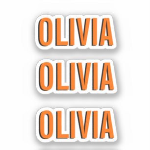 Sunset Orange Modern Name   Trendy Minimalistisch Aufkleber