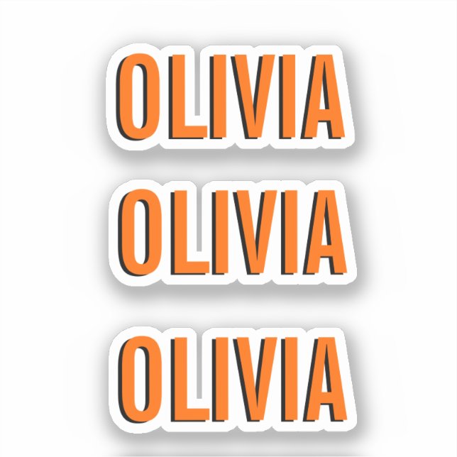 Sunset Orange Modern Name | Trendy Minimalistisch Aufkleber (Vorderseite)