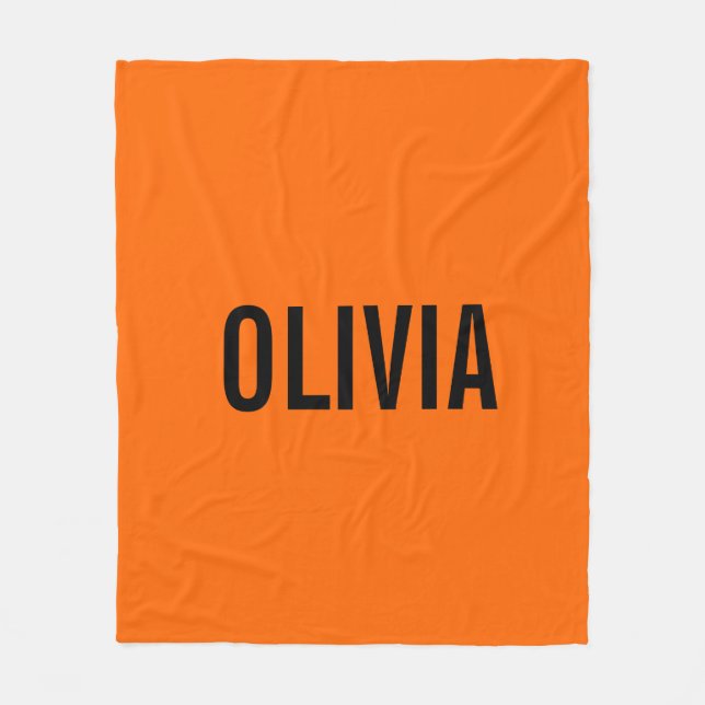 Sunset Orange Modern Name | Trendy Minimalistisch Fleecedecke (Vorderseite)