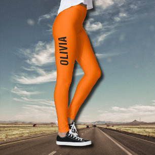 Sunset Orange Modern Name Trendy Minimalistisch Leggings