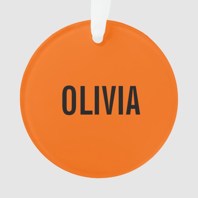 Sunset Orange Modern Name | Trendy Minimalistisch Ornament (Vorderseite)