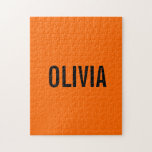 Sunset Orange Modern Name | Trendy Minimalistisch Puzzle<br><div class="desc">Neon Sunset Orange | Personalisierter Name, Nachname | Modernes und elegantes Design | Klassisches Design | Trendfarbe | Stilvoll und Mode | MINIMALISTISCH | Neuheit</div>