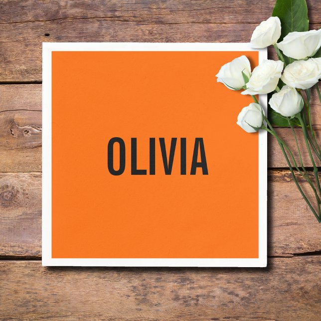 Sunset Orange Modern Name | Trendy Minimalistisch Serviette (Von Creator hochgeladen)