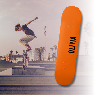Sunset Orange Modern Name Trendy Minimalistisch Skateboard