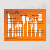 Sunset Orange Retro Rezept Card Küchengeräte