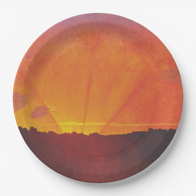 Sunset, Orange Sky (von Félix Vallotton) Pappteller (Vorderseite)