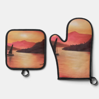 Sunset Oven Mitten und Pot Stand Ofenhandschuh & Topflappen-Set