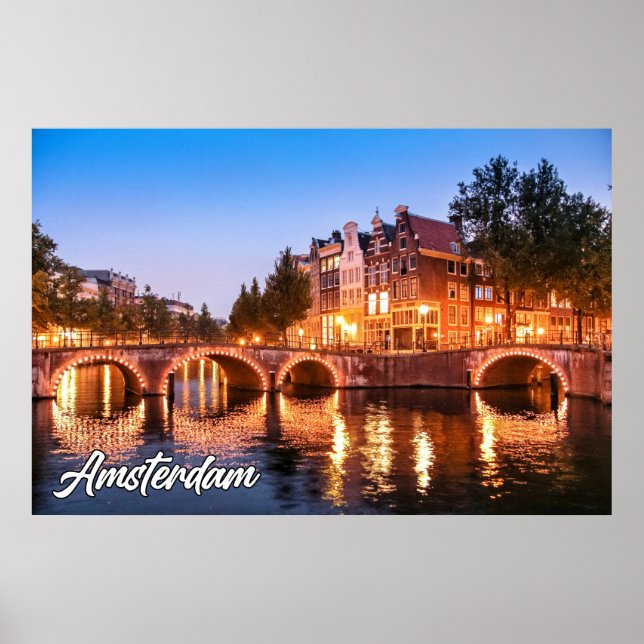 Sunset Over Amsterdam, Niederlande Poster (Vorne)