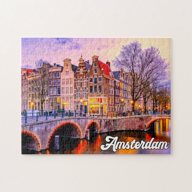 Sunset Over Amsterdam, Niederlande Puzzle (Horizontal)