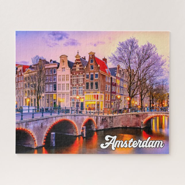 Sunset Over Amsterdam, Niederlande Puzzle (Horizontal)