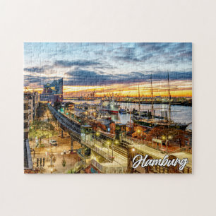 Sunset Over Beautiful Hamburg, Deutschland Puzzle