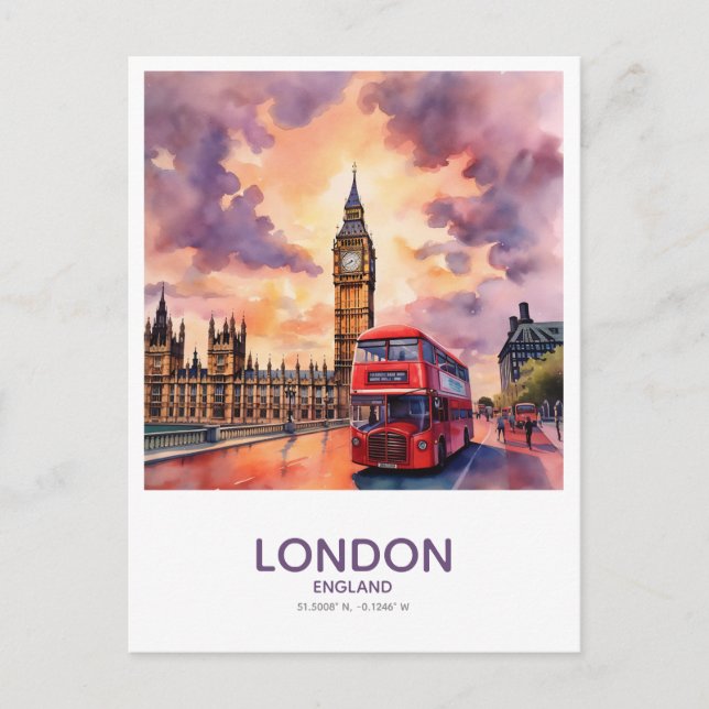 Sunset Over Big Ben - Save the Date in England Postkarte (Vorderseite)