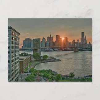 Sunset over Brooklyn Bridge Postkarte