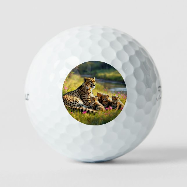 "Sunset over Cheetah Family" Golfball (Vorderseite)