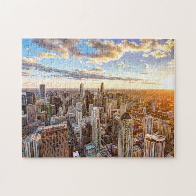 Sunset Over Chicago Puzzle (Horizontal)