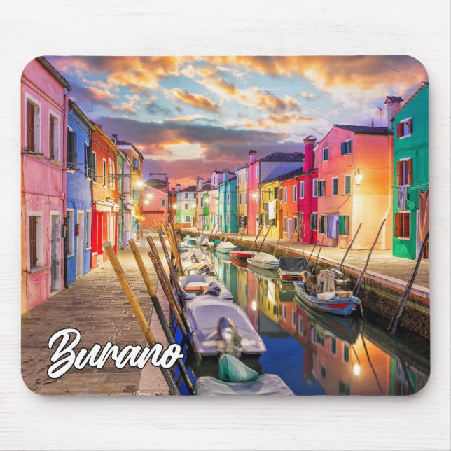 Sunset Over City of Burano, Italien Mousepad (Vorne)