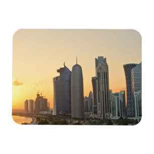Sunset over Doha, Katar, rechteckiger Magnet