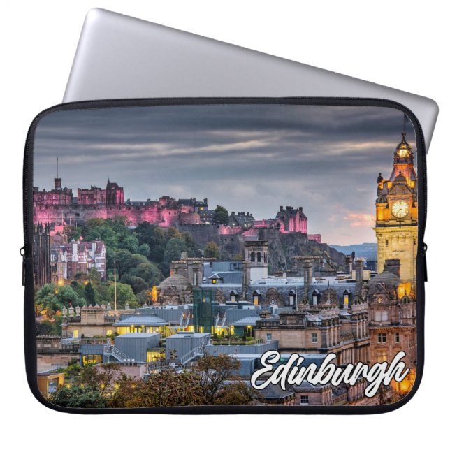 Sunset Over Edinburgh, Schottland, Vereinigtes Kön Laptopschutzhülle (Vorderseite)