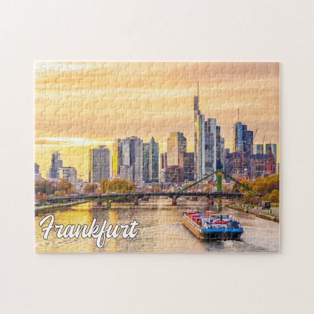 Sunset Over Frankfurt, Deutschland Puzzle (Horizontal)