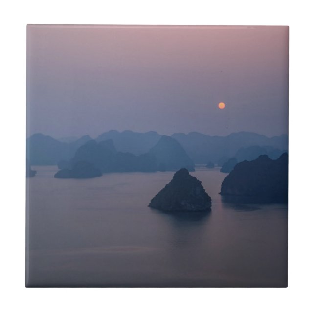 Sunset over Halong Bay - Vietnam, Asien Fliese (Vorderseite)