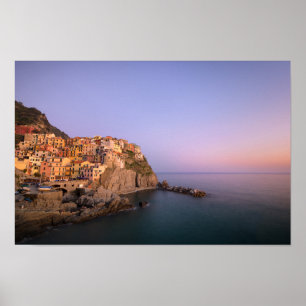 Sunset over Manarola village Poster