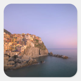 Sunset over Manarola village Quadratischer Aufkleber