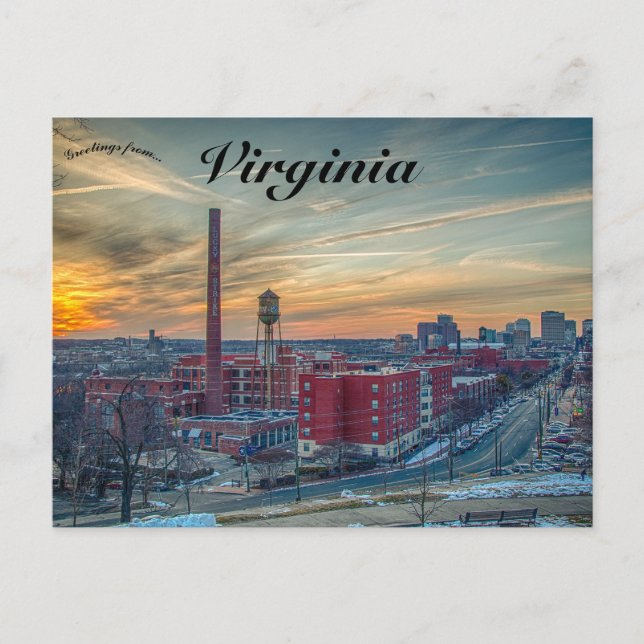 Sunset Over Richmond Virginia Postkarte (Vorderseite)