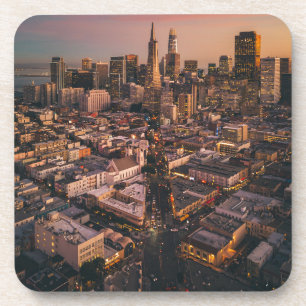 Sunset Over San Francisco Financial District Getränkeuntersetzer
