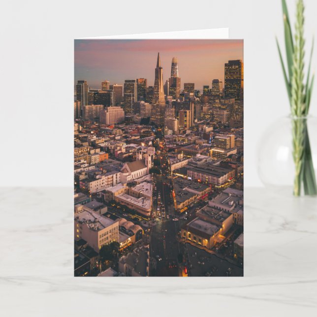 Sunset Over San Francisco Financial District Karte (Vorderseite)